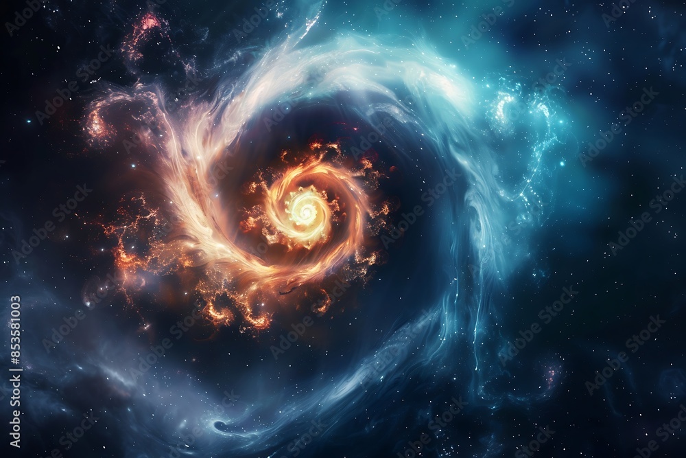 A spiraling floating light in space