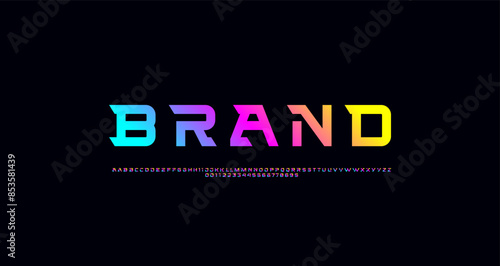 Digital alphabet techno bright font