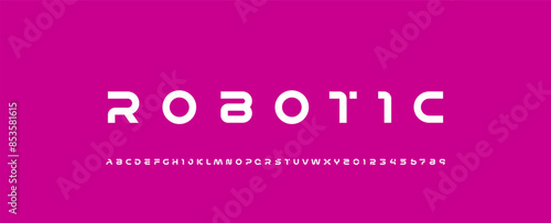 Technology font alphabet made robotic style