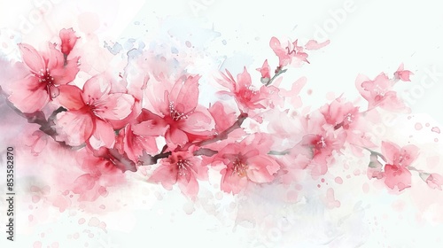 Soft pastel watercolor depiction of cherry bloss 