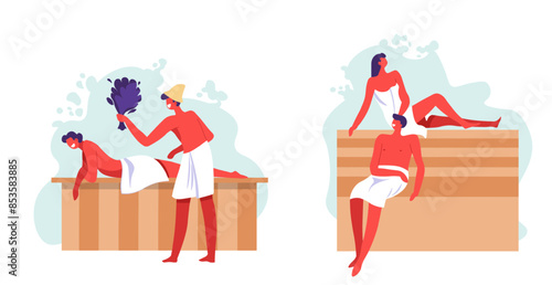 Friends Enjoying Sauna Session vector
