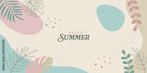 Summer background with tropical leaves