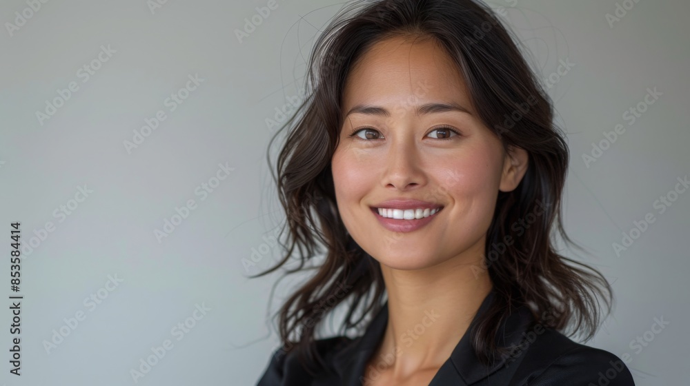 Confident professional woman smiling at camera, close-up portrait on white background, captured in high-definition with Fujifilm quality. Confident professional woman smiling at camera, close-up portrait on white background, captured in high-definition with Fujifilm quality.