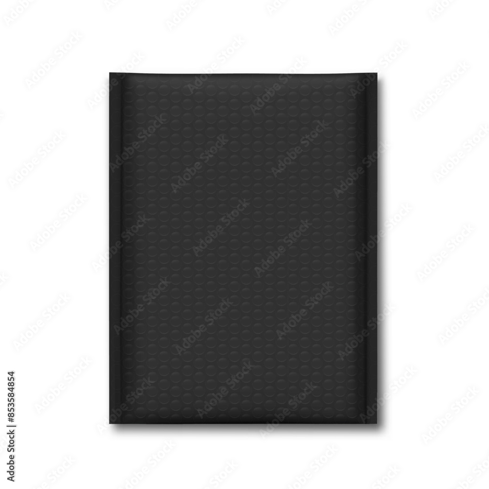 Poly bubble black mailer padded envelope shipping bag mockup. Vector illustration isolated on white background. Ready for your design. EPS10. Poly bubble black mailer padded envelope shipping bag mockup. Vector illustration isolated on white background. Ready for your design. EPS10.
