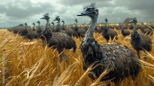 Massive Emu Invasion Overruns Australian Farmland as Vintage-Armed Soldiers Attempt to Cull the Flightless Birds photo