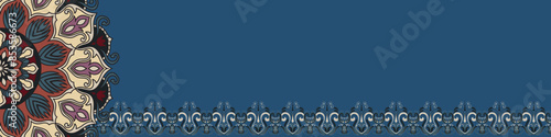 Ethnic tribal banner for typography Mandala pattern seamless border