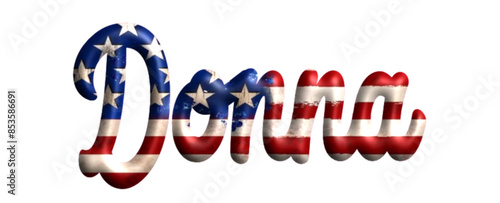 Donna - Bandiera degli Stati Uniti - nome proprio - scrittura tubolare effetto tridimensionale - Grafica vettoriale - Parola auguri, banner, biglietti, stampe, cricut, silhouette, sublimazione