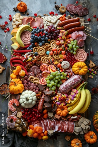 Gourmet Charcuterie Board with Seasonal Halloween Decor © Julia Jones