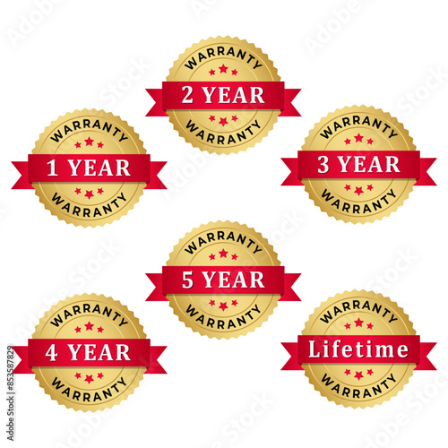 Set Premium Warranty Logo PNG Transparent Background Editable