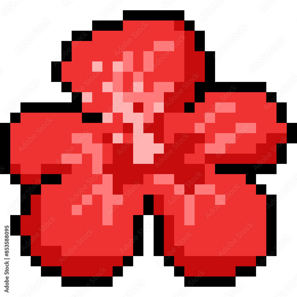 Fototapeta premium Pixel art red chaba flower icon