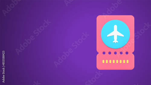 Airplane plane travel coupon passenger pass ticket departure arriving information 3d icon vector