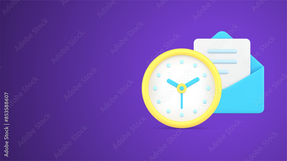 Open letter deadline agenda express delivery watch countdown information message 3d icon vector Open letter deadline agenda express delivery watch countdown information message 3d icon vector