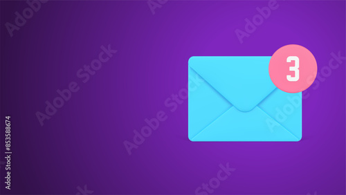 Incoming message three notification internet newsletter reminder online chatting 3d icon vector