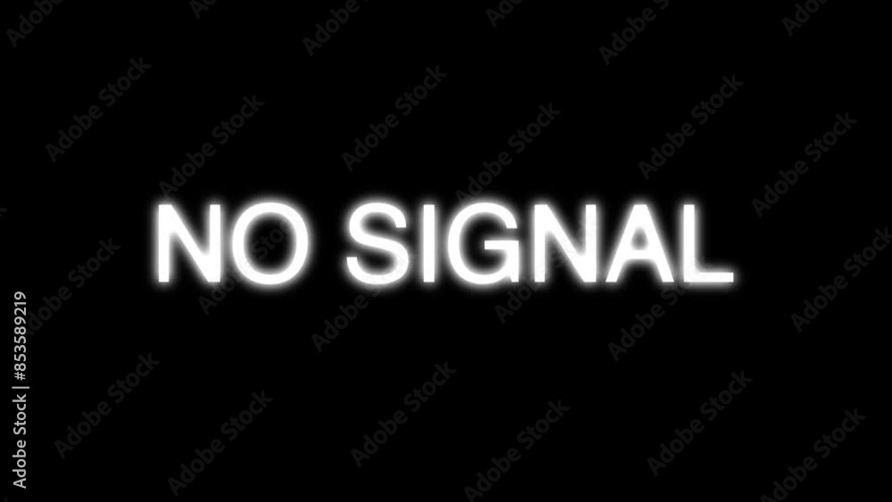 No signal text with glitches and static on black background No signal text with glitches and static on black background