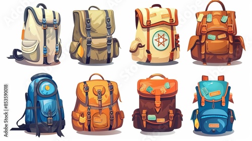 Travel and Adventure Luggage: Vector Backpacks and Cases photo