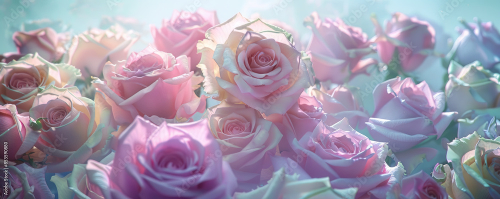 Soft Pink Roses with Fresh Dew Drops Soft Pink Roses with Fresh Dew Drops