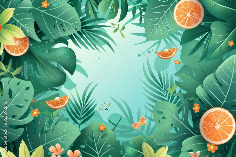 Fototapeta premium Summer Background illustration created with Generative AI
