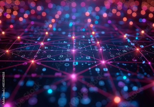 A digital network diagram with nodes and connections, representing the global connectivity of businesses through technology