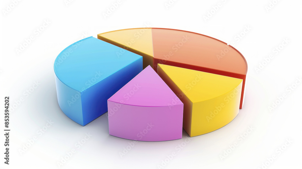 A computer-generated image of a three-dimensional pie chart on a white background. The pie chart is divided into different colored sections, each representing a percentage of the whole. A computer-generated image of a three-dimensional pie chart on a white background. The pie chart is divided into different colored sections, each representing a percentage of the whole.