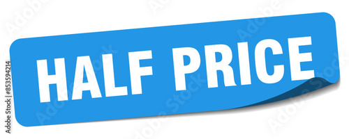 half price sticker. half price label