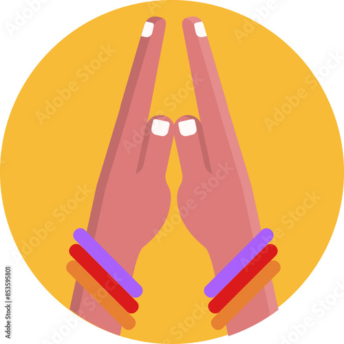 A stylized silhouette of hands clasped together, symbolizing prayer and devotion. The icon often features subtle shading or highlights to evoke a sense of reverence.