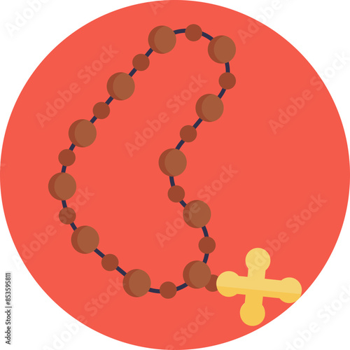 The Rosary icon represents a cherished tool in Catholicism for devout prayer and meditation, intertwining faith with contemplation through the repetition of prayers.