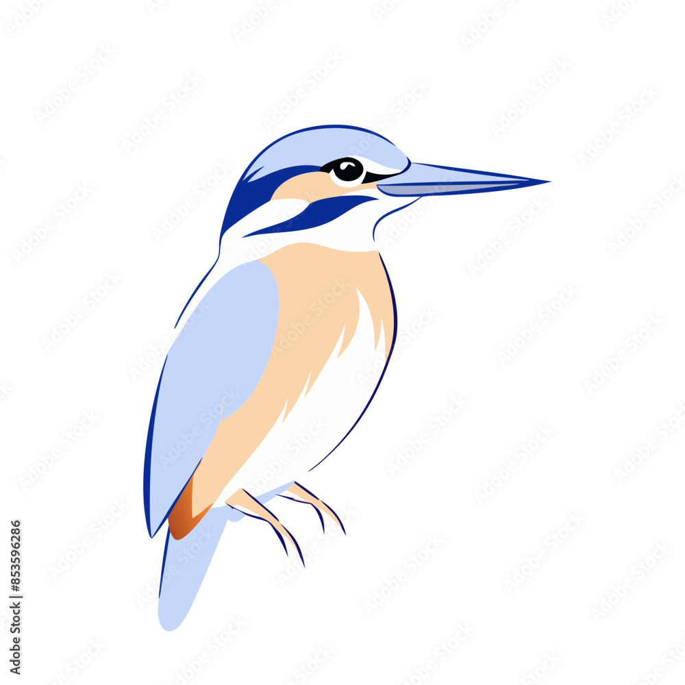 Obraz premium An elegant kingfisher bird with blue and white feathers perched gracefully.