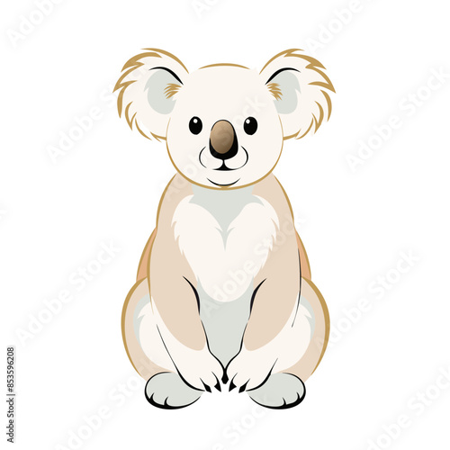 sweet vector illustration of a koala bear sitting with a gentle expression.