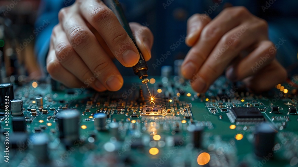 Precision Soldering on Electronic Circuit Board Precision Soldering on Electronic Circuit Board