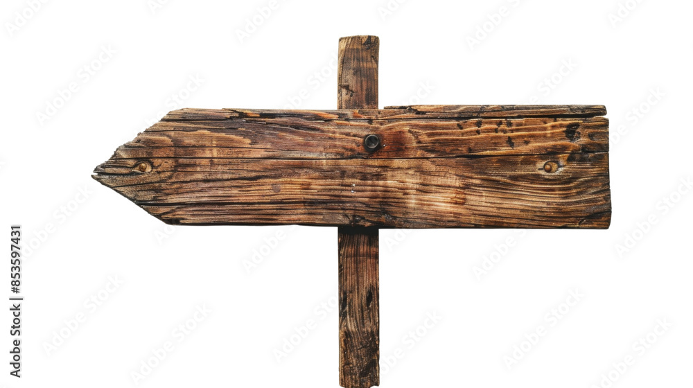 Fototapeta premium Wooden direction sign on white background