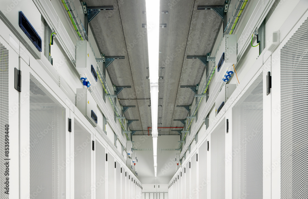Illuminated server room with big data Illuminated server room with big data
