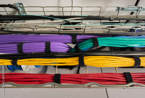 Neatly arranged network cable at data center