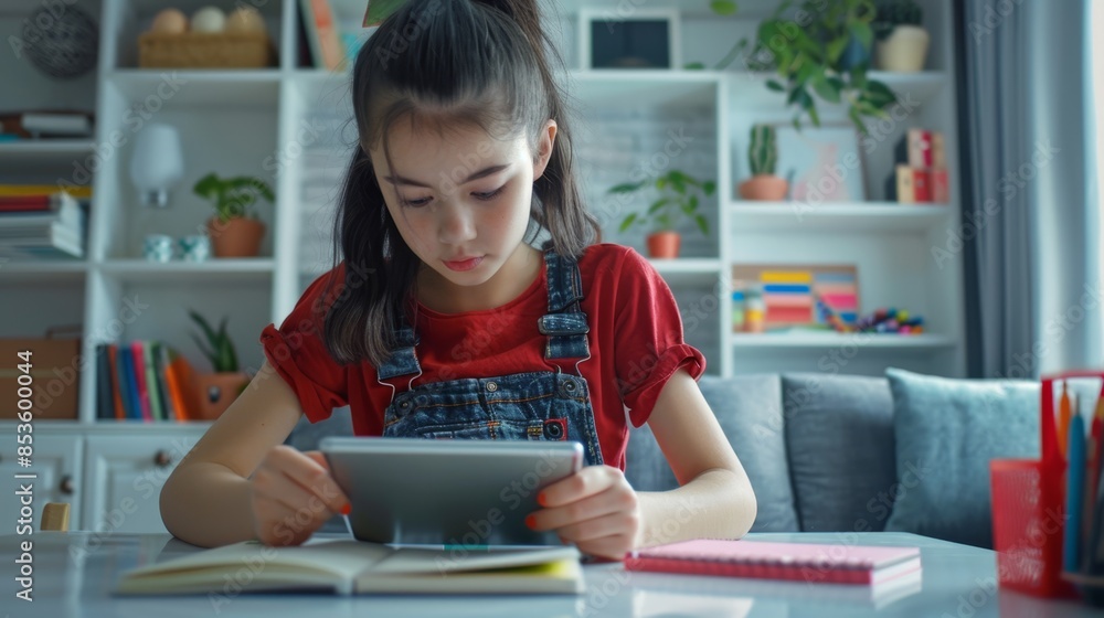 The girl with tablet The girl with tablet