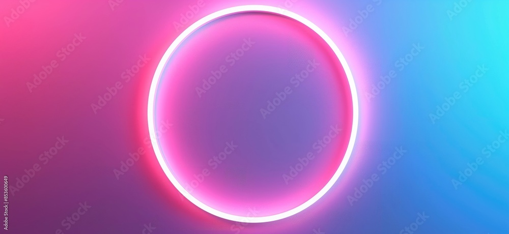 Neon circle. Blue and pink neon light round frame. Glowing ring with copy space Neon circle. Blue and pink neon light round frame. Glowing ring with copy space