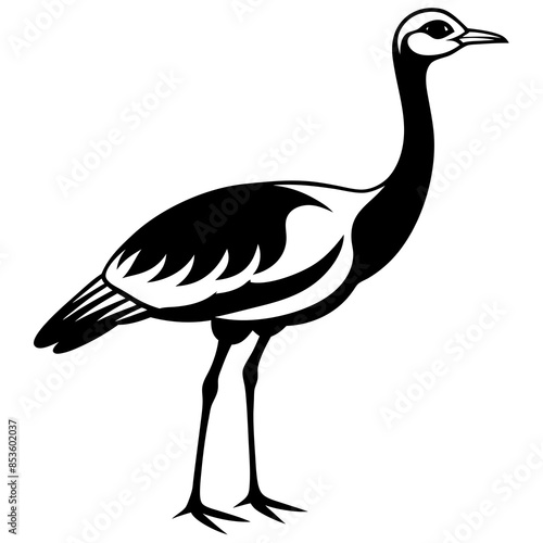 Elegant Arabian Bustard Bird Silhouette Vector Illustration Wildlife Design. photo