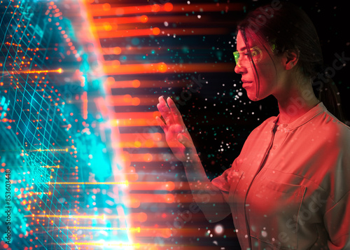 Young scientist discovering solution through AI technology