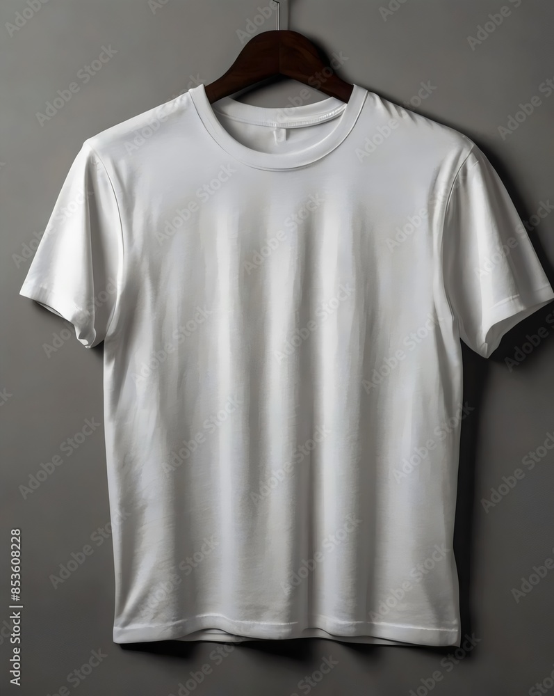 mock up of a white blank plain T-shirt in a solid color background mock up of a white blank plain T-shirt in a solid color background
