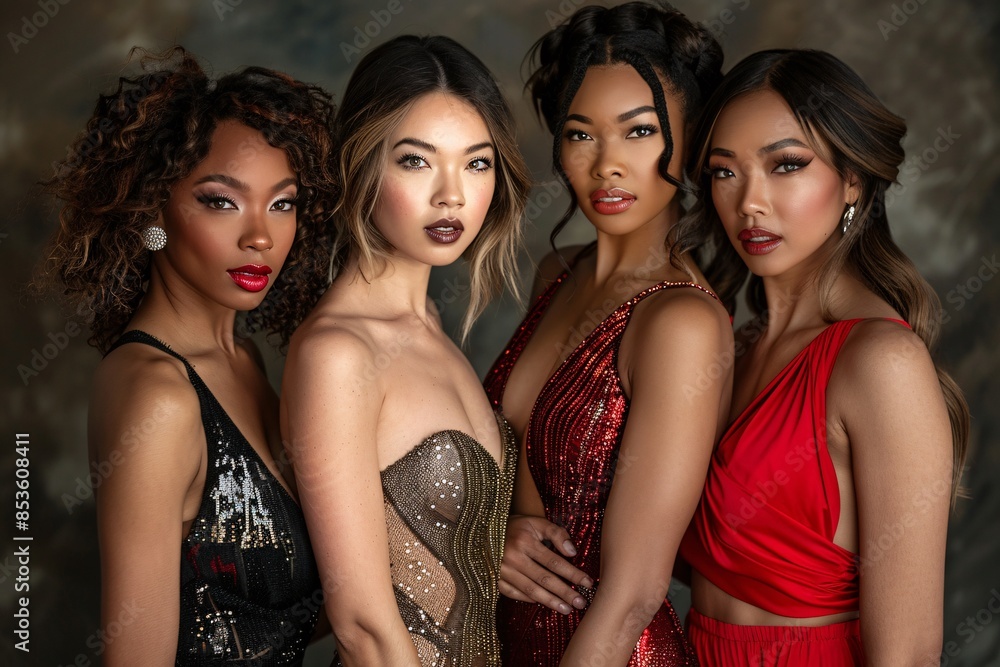 Elegant Women in Glamorous Dresses Elegant Women in Glamorous Dresses