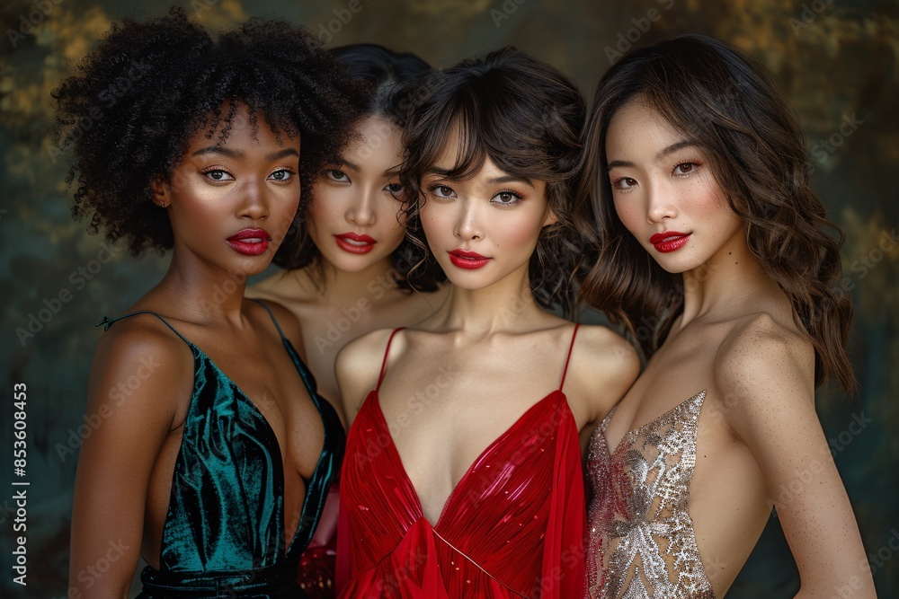 Elegant Women in Glamorous Dresses Elegant Women in Glamorous Dresses
