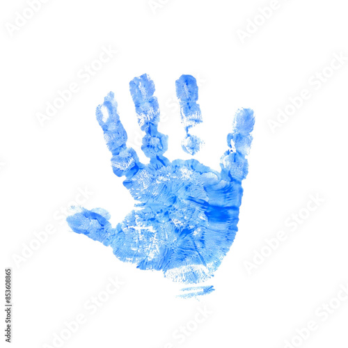 Child's handprint on a white background