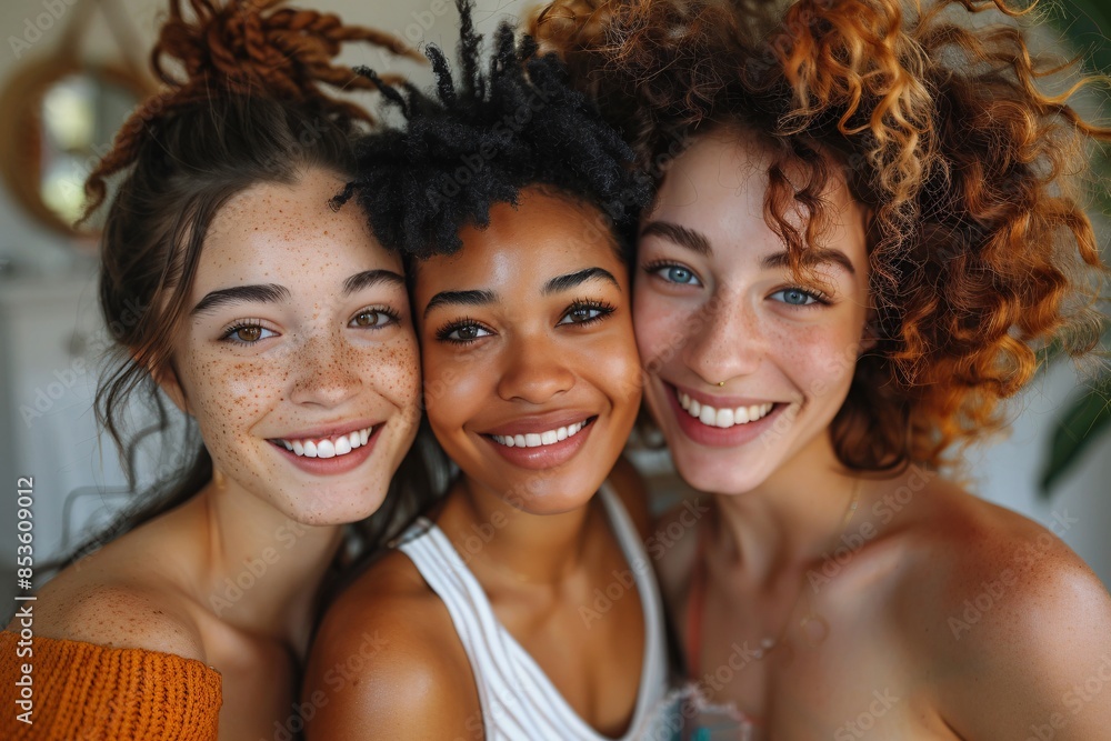 Happy Friends Smiling Together Outdoors Happy Friends Smiling Together Outdoors
