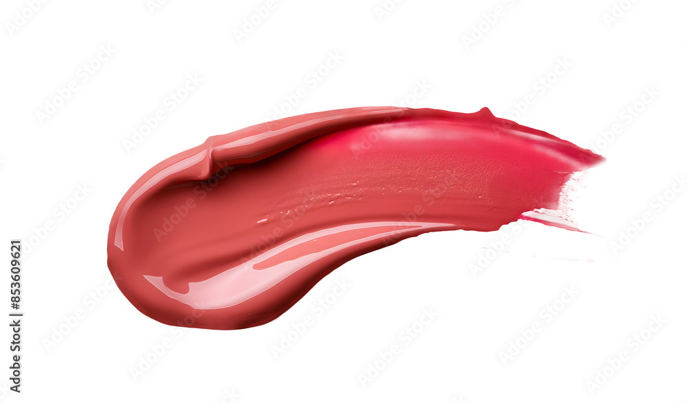 Red lipstick smear smudge swatch isolated on transparent background, cream makeup texture, color cosmetic product brush stroke swipe close up. Red lipstick smear smudge swatch isolated on transparent background, cream makeup texture, color cosmetic product brush stroke swipe close up.