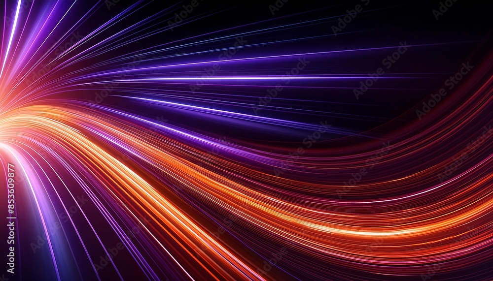 Abstract futuristic background. orange, Blue and pink motion blur lines set against a black Abstract futuristic background. orange, Blue and pink motion blur lines set against a black
