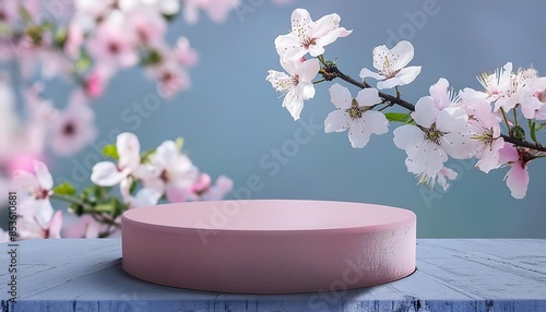 Background podium 3D spring flower product beauty pink display nature photo