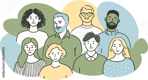 Colorful Illustrated Group in Field for Diversity Event