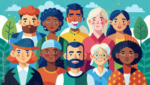 Colorful Illustrated Group in Field for Diversity Event