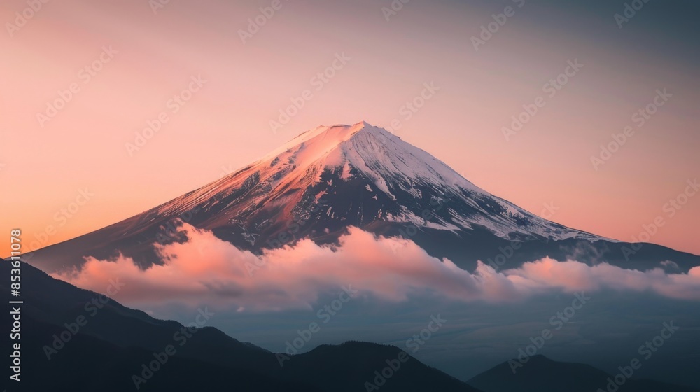 Stunning Sunrise over Majestic Snow-Capped Mountain, Generative AI Stunning Sunrise over Majestic Snow-Capped Mountain, Generative AI