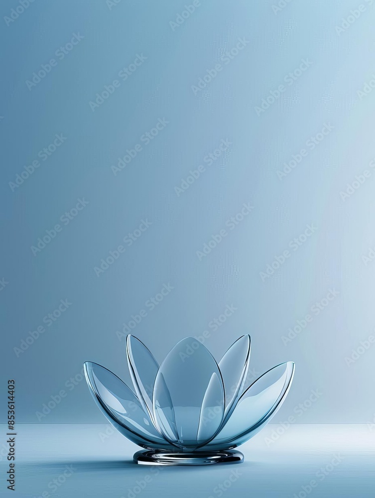 Fototapeta premium Glass lotus flower on a blue background.