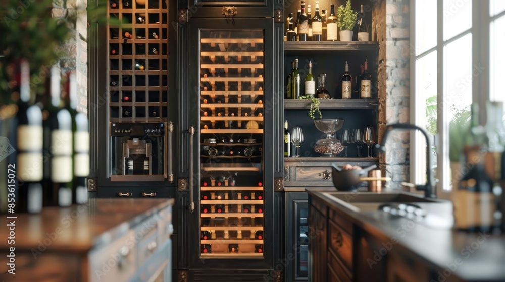 A wine cellar filled with numerous bottles, ideal for use in food and drink related contexts A wine cellar filled with numerous bottles, ideal for use in food and drink related contexts