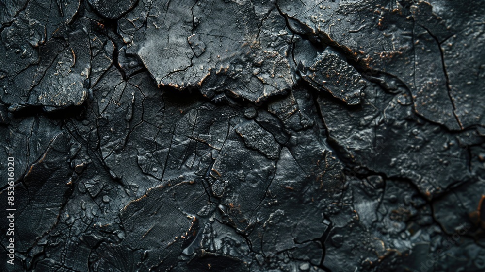 Fototapeta premium A close-up shot of a small piece of black paint with texture and surface details